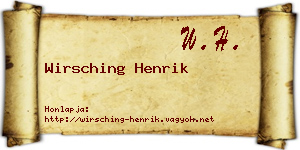 Wirsching Henrik névjegykártya